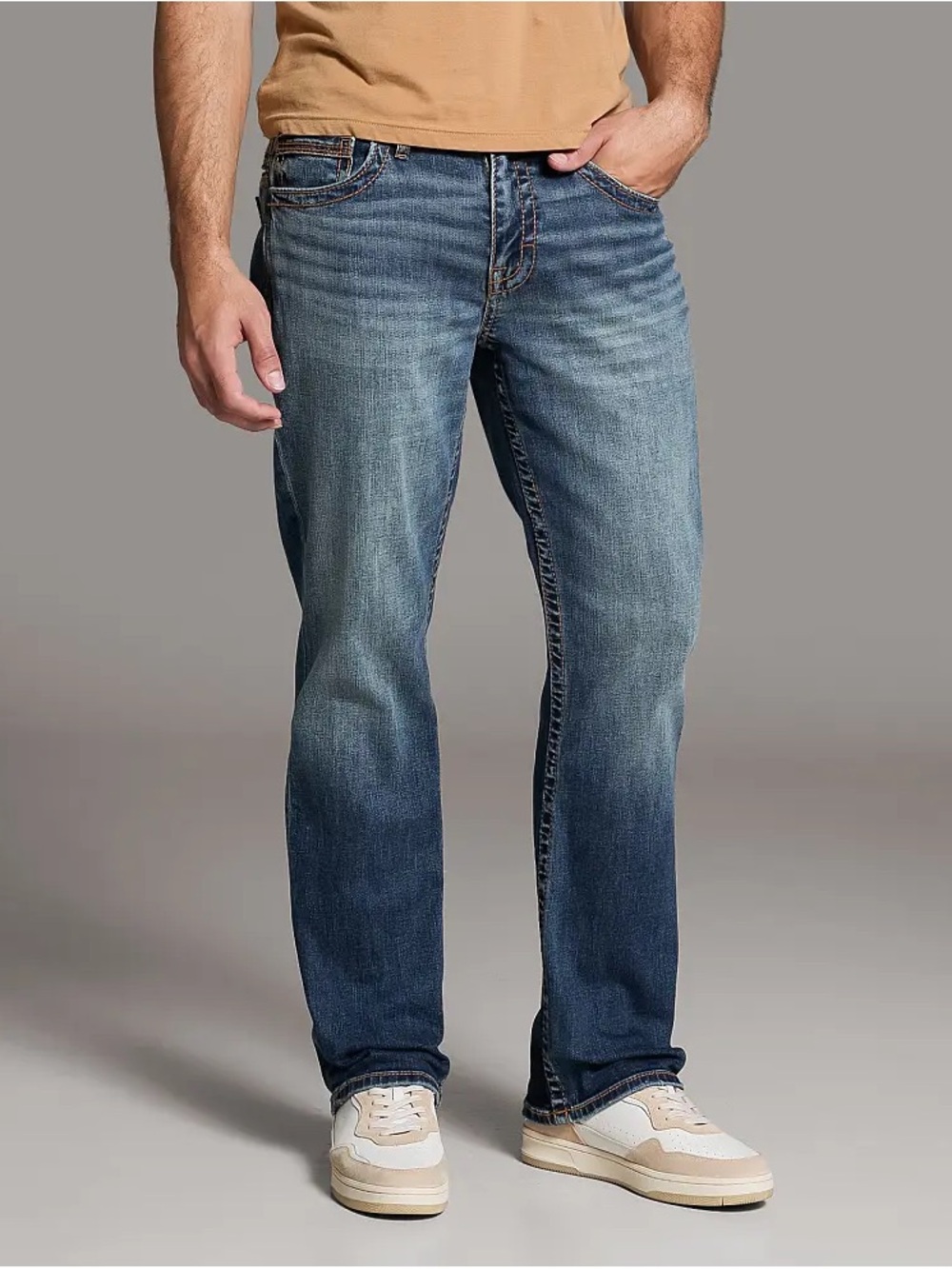 BKE men’s Tyler BKE Straight-Leg Jeans in Faded Blue Wash